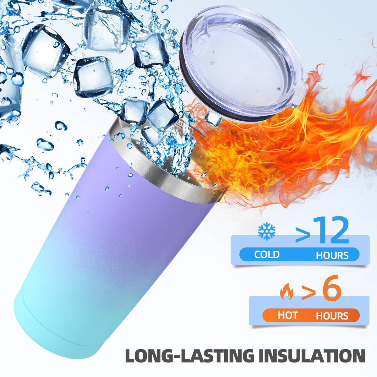 20oz Stainless Steel Insulated Tumbler with Lid and Straw 4 Pack Z8377