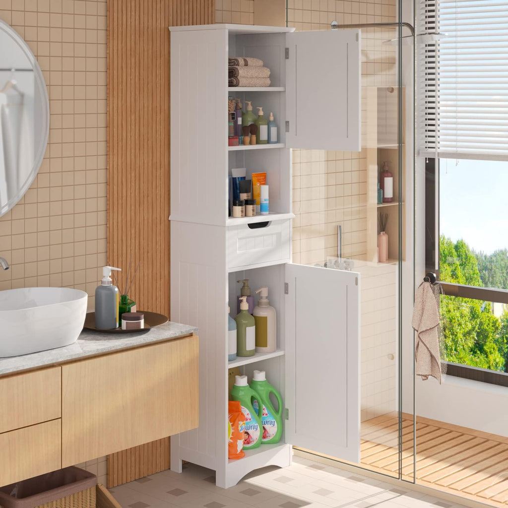 67” H Tall White Bathroom Storage Cabinet A674