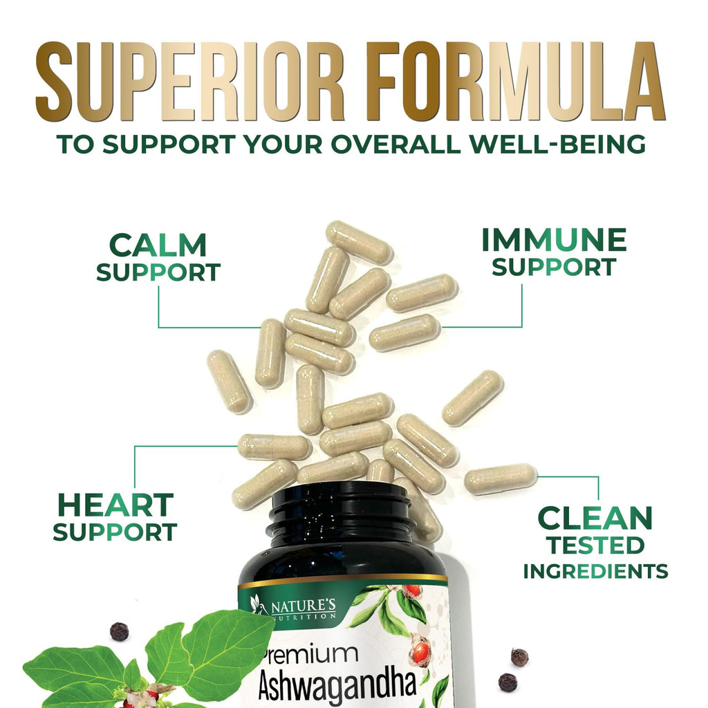 Ashwagandha Capsules with Black Pepper Vegan 180 Capsules T85050