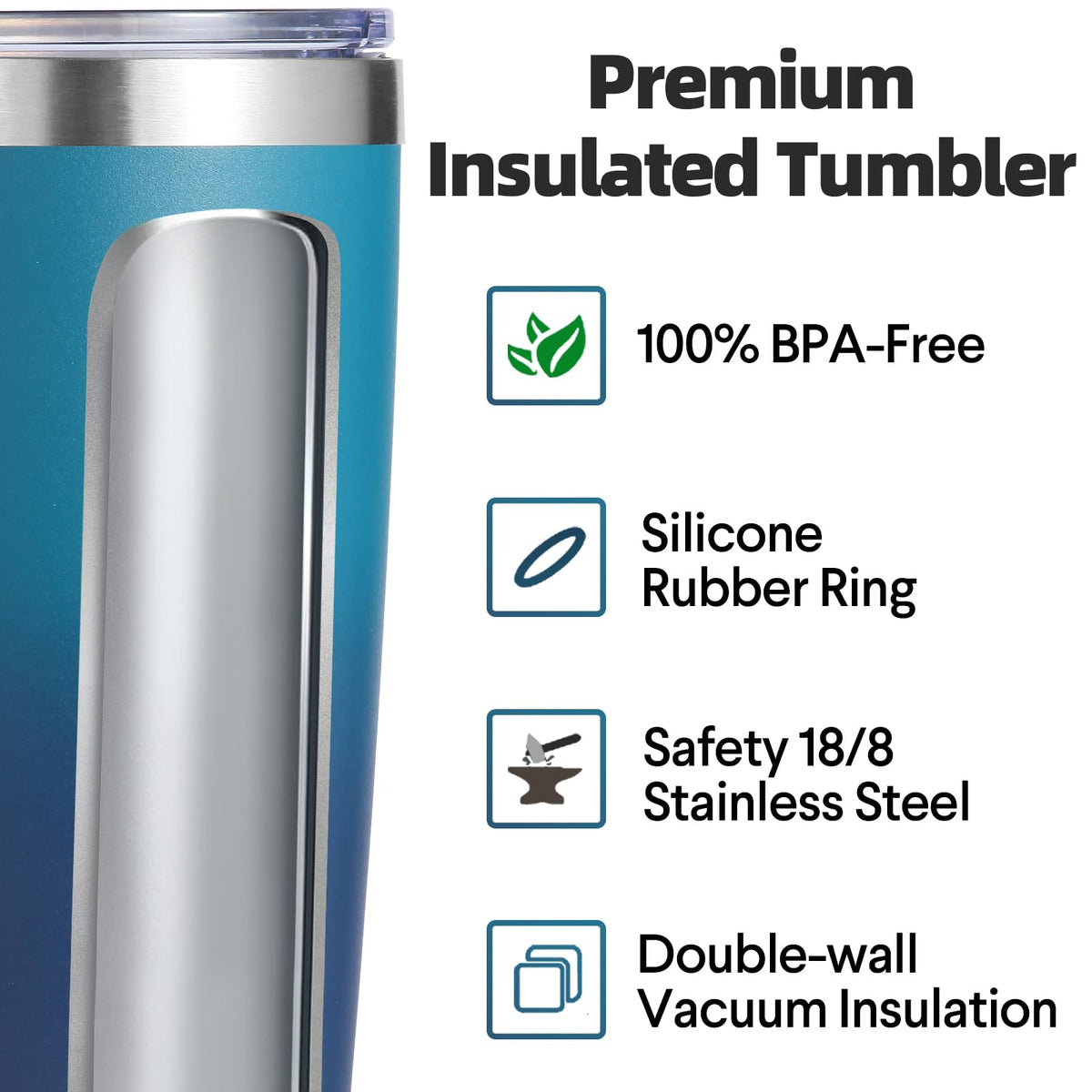 20oz Stainless Steel Insulated Tumbler with Lid and Straw 4 Pack Z8377