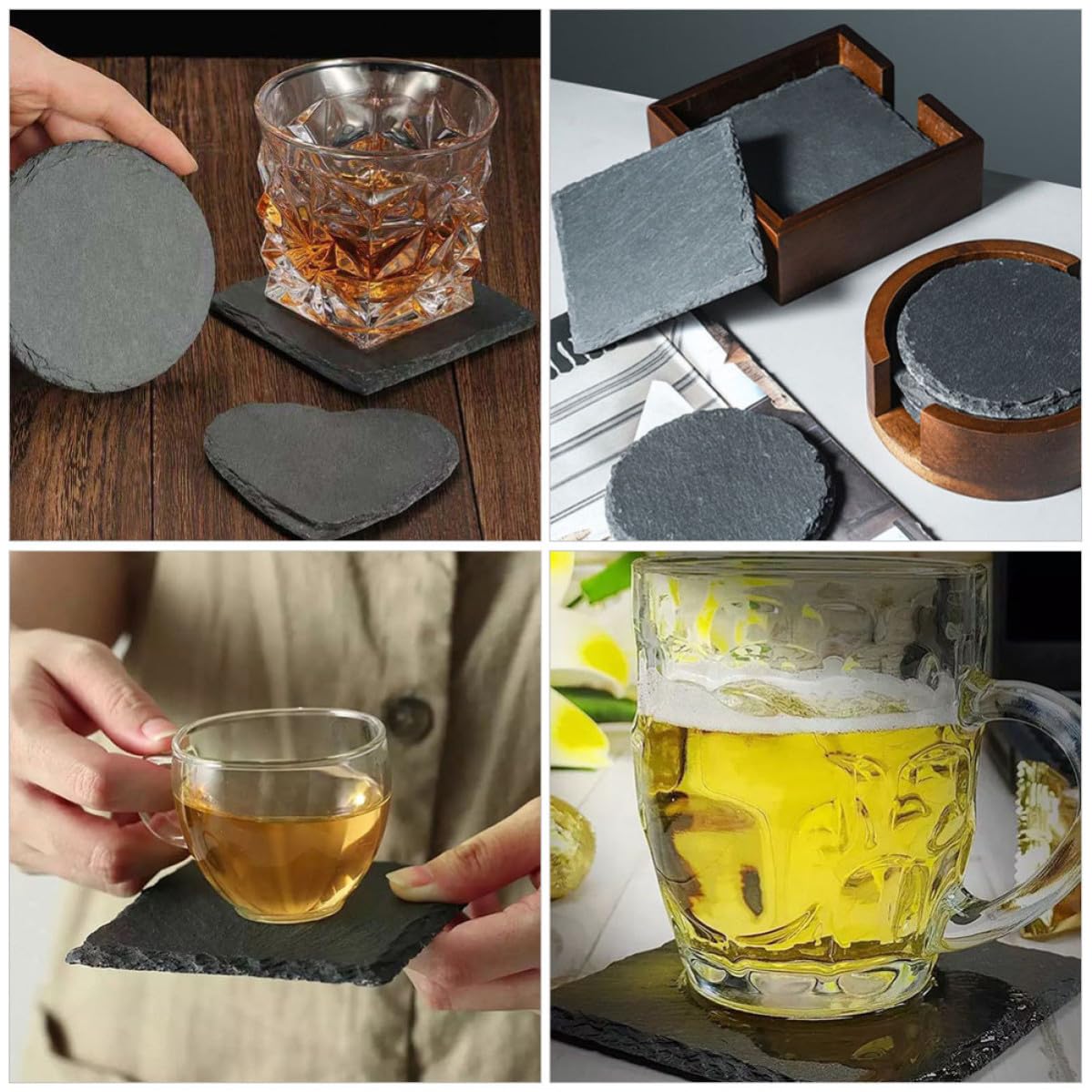 Natural Stone Coasters Set 12pcs with Non Slip Bottom N2301