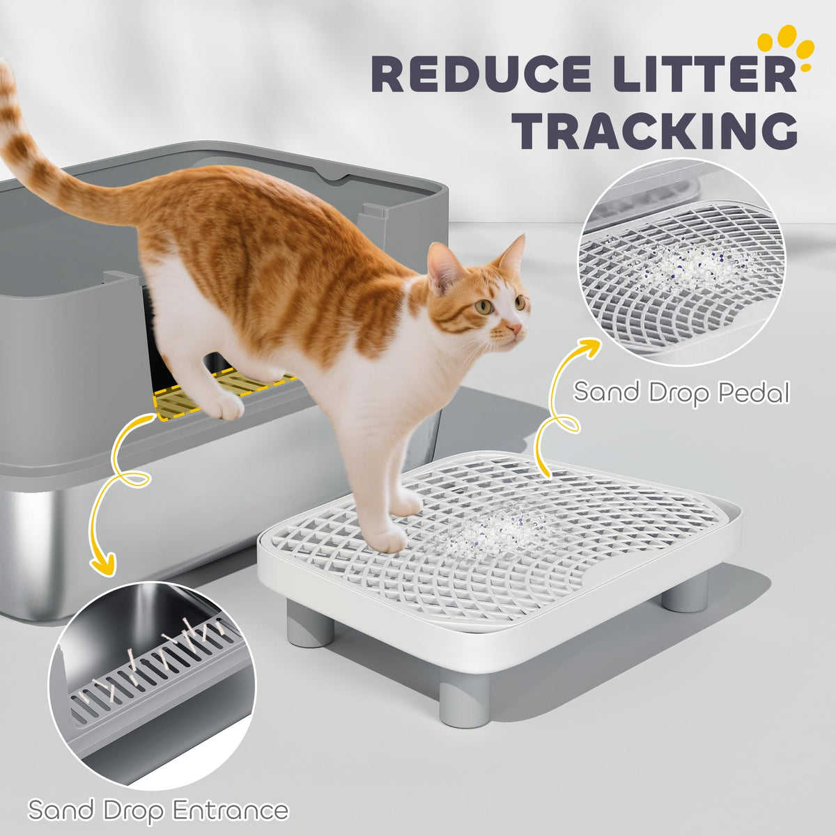 Stainless Steel Extra Large High Sided Litter Box with Scoop V347570