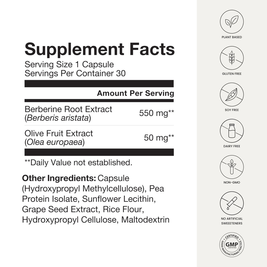 550mg Berberine Capsules 30 Ct Q682403