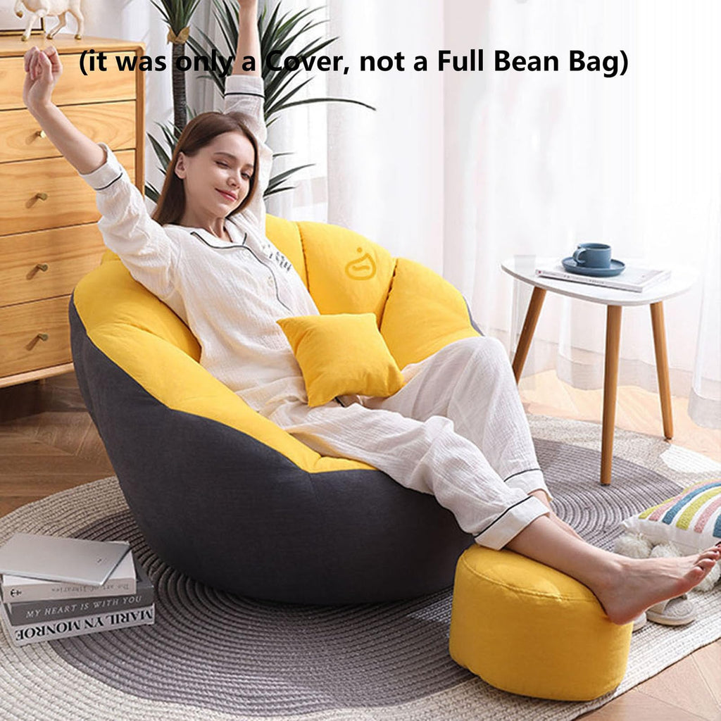 Soft Cotton Hemp Bean Bag Chair Cover White Gray Yellow H65585
