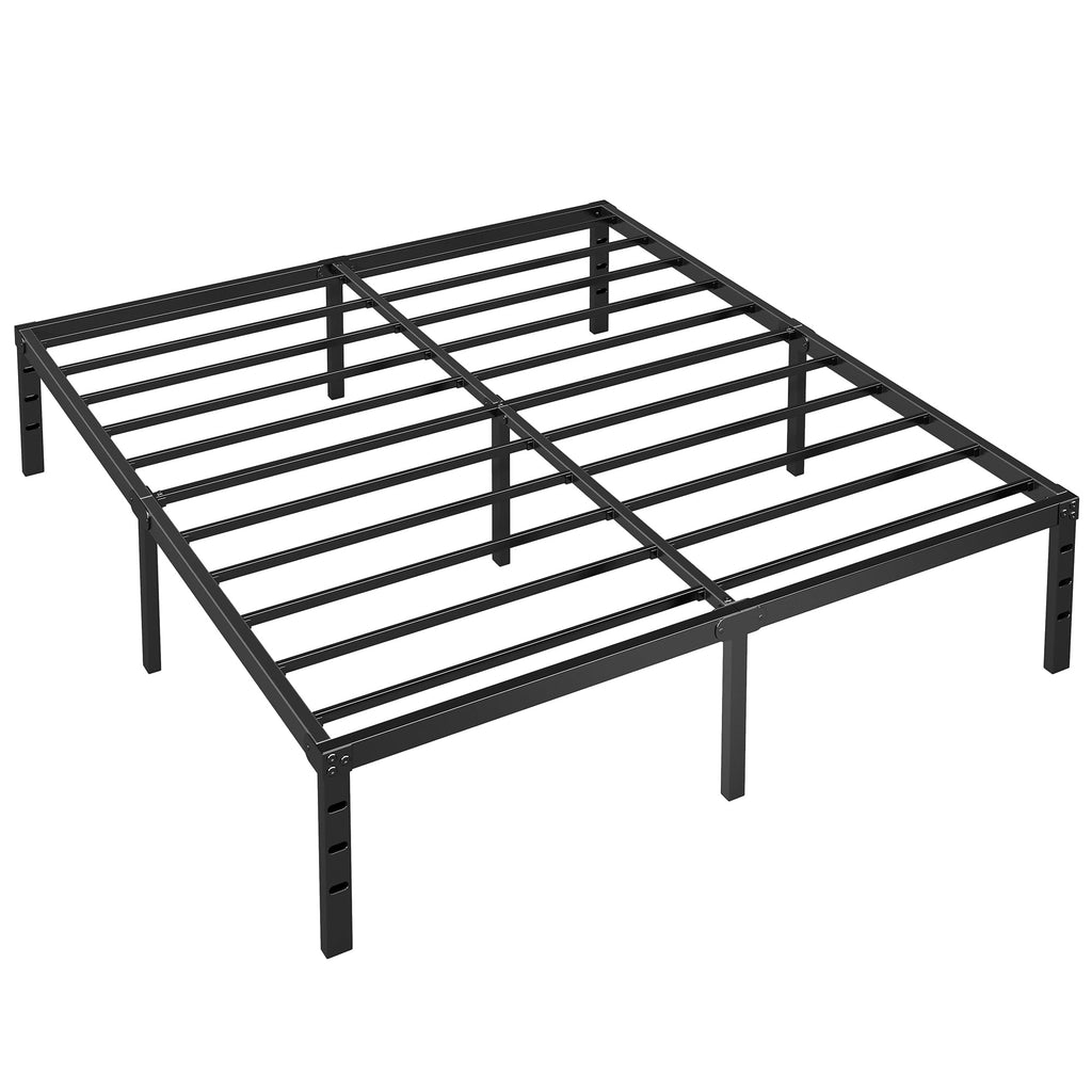 Black Metal Platform Bed Frame Full Size, 18 Inch Height with Underbed Storage E182393