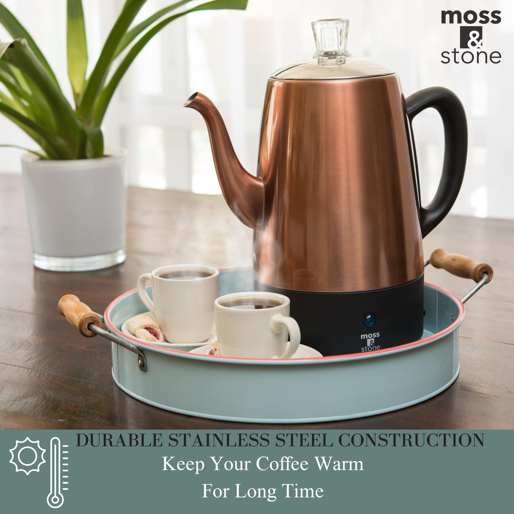 10 Cup Copper Electric Percolator Coffee Pot Z696