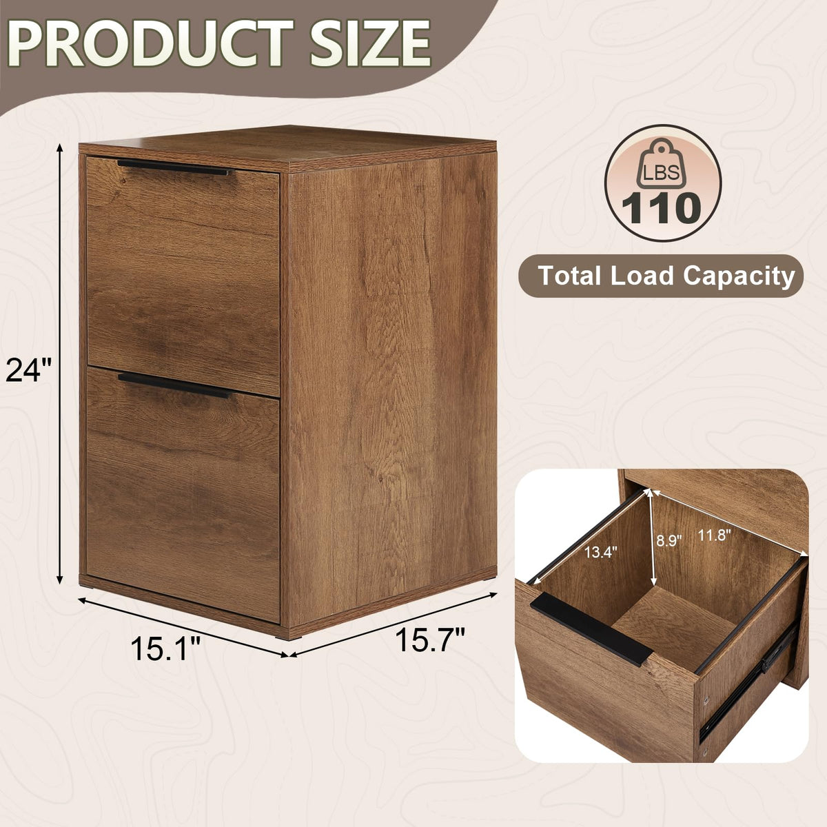 2 Drawer Filing Cabinet with Hanging Rail E19271