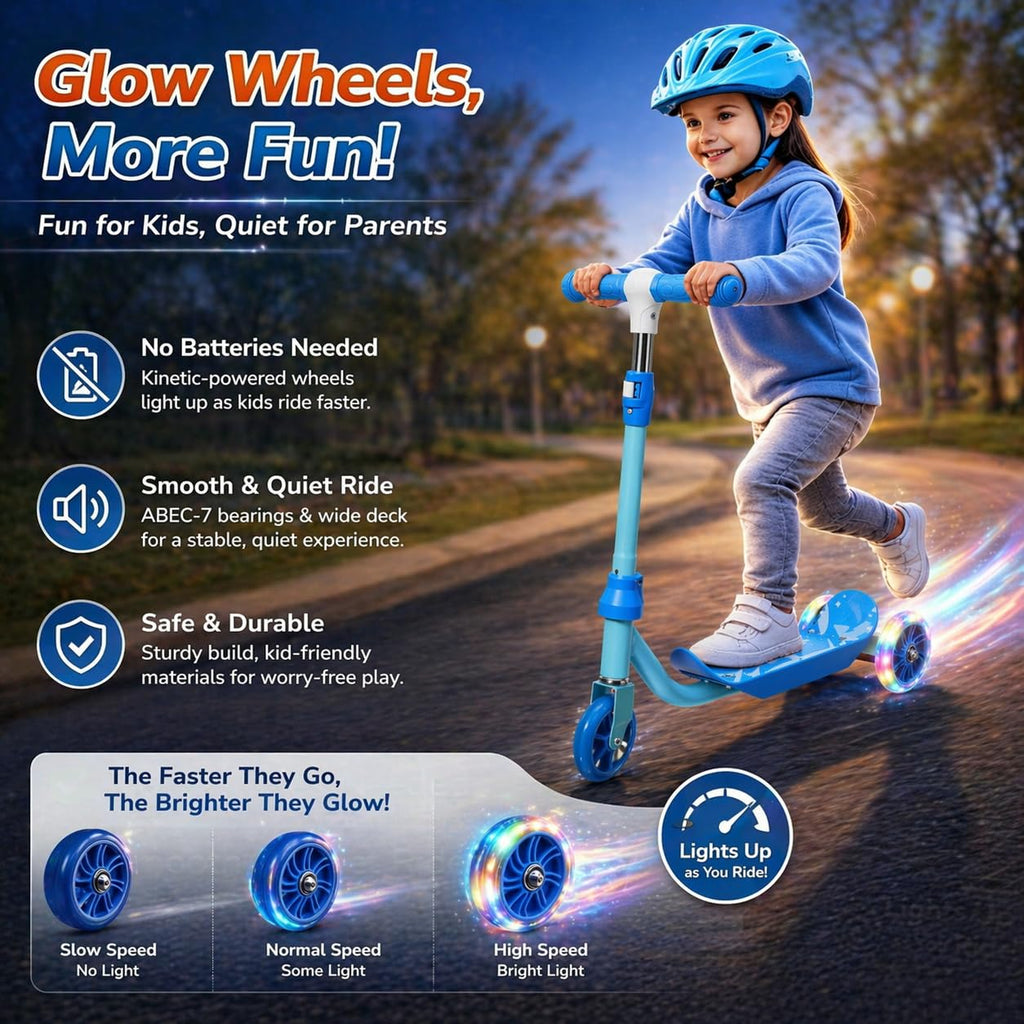 Three Wheel Kids Scooter with Light Up Wheels and Adjustable Handlebar B110