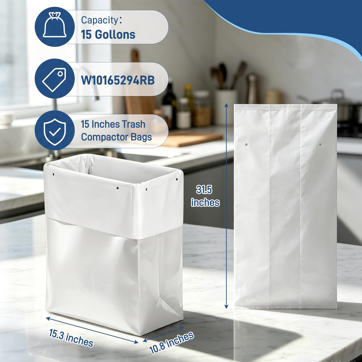 60-pack Trash Compactor Bags with Pre-punched Holes V48599