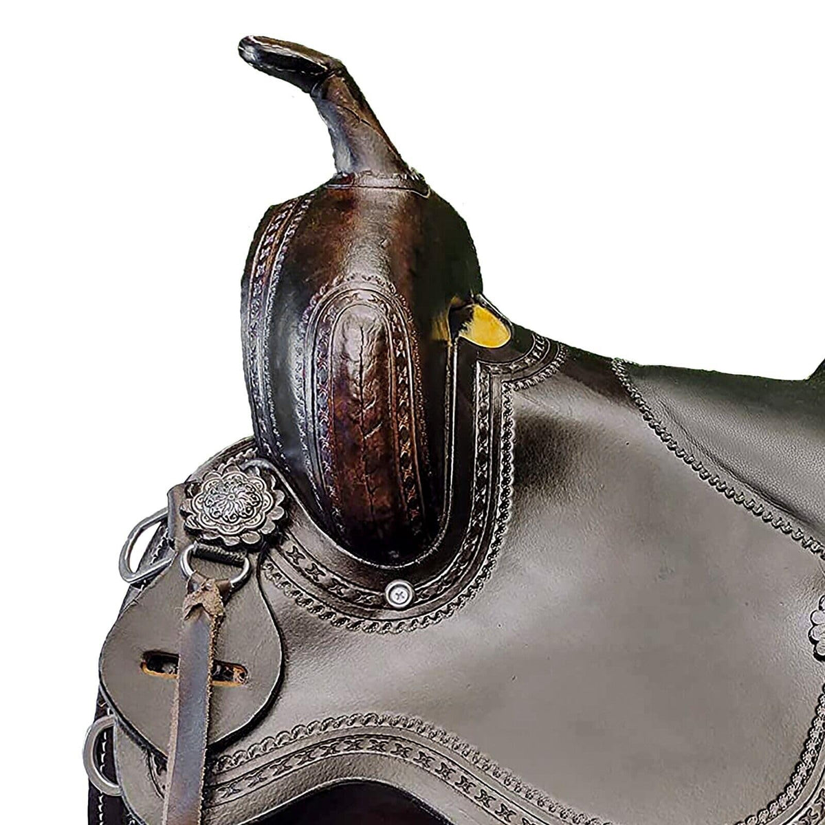 Brown Leather Western Horse Saddle Set with Headstall Breast Collar Reins C543
