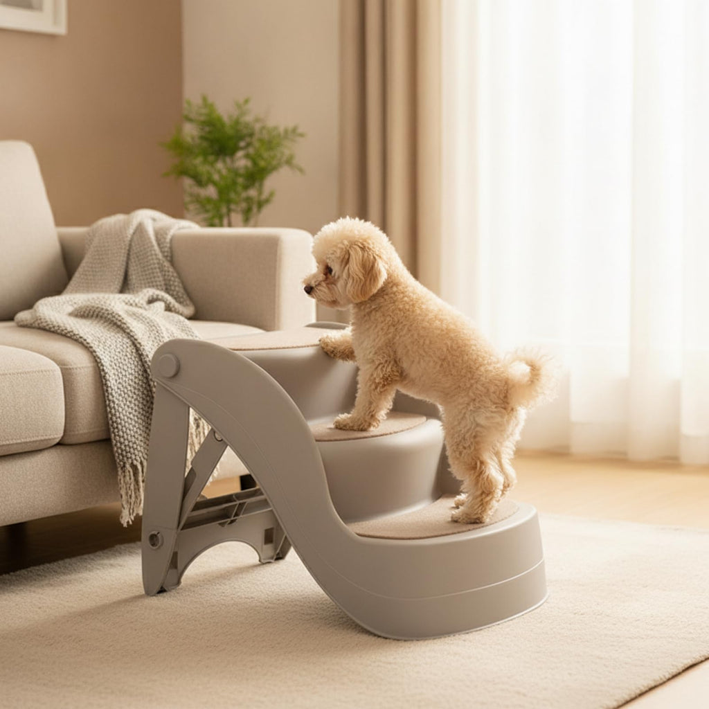 Three Step Pet Stairs with Non Slip Pads Lightweight PP Build A58631