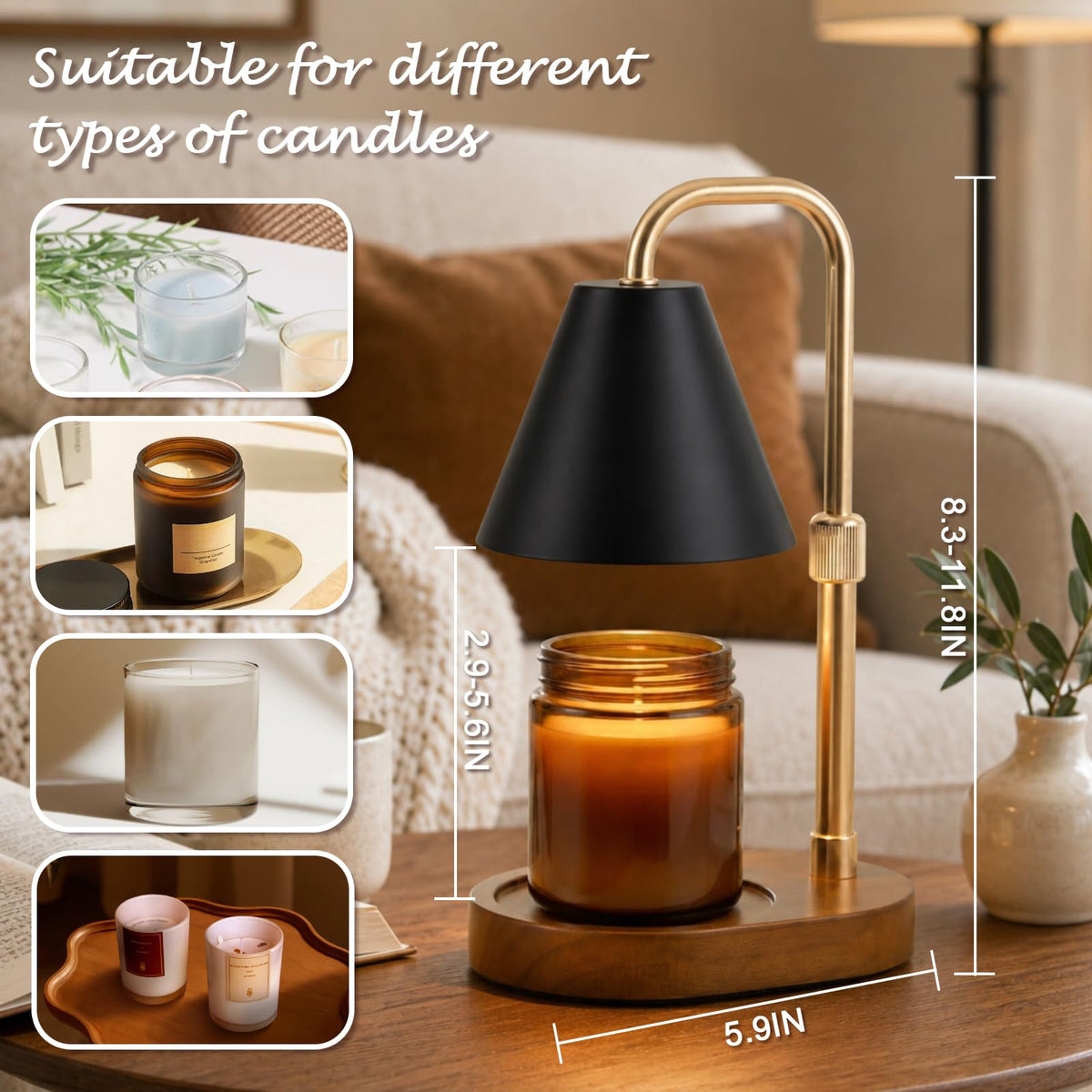 Candle Warmer Lamp Timer Height Adjustable U652954