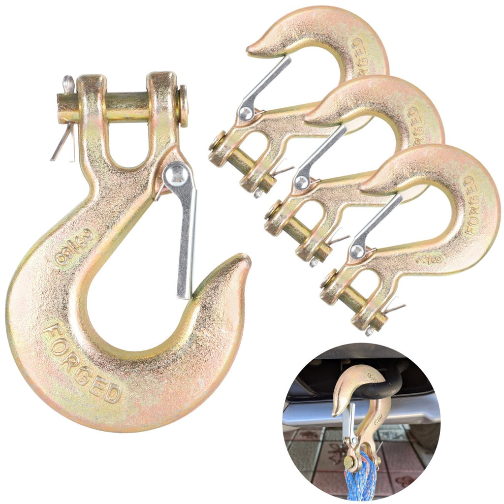 4-Pack 3/8-Inch Clevis Slip Hooks with Safety Latch L275
