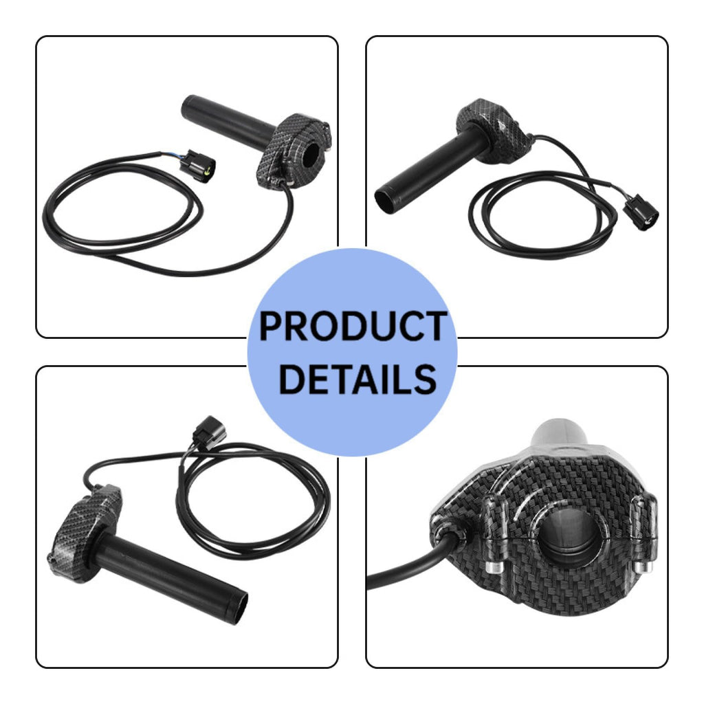 Electric Dirt Bike Twist Throttle Metal Housing Ribbed Grip 3 Pin Sealed Connector S12749