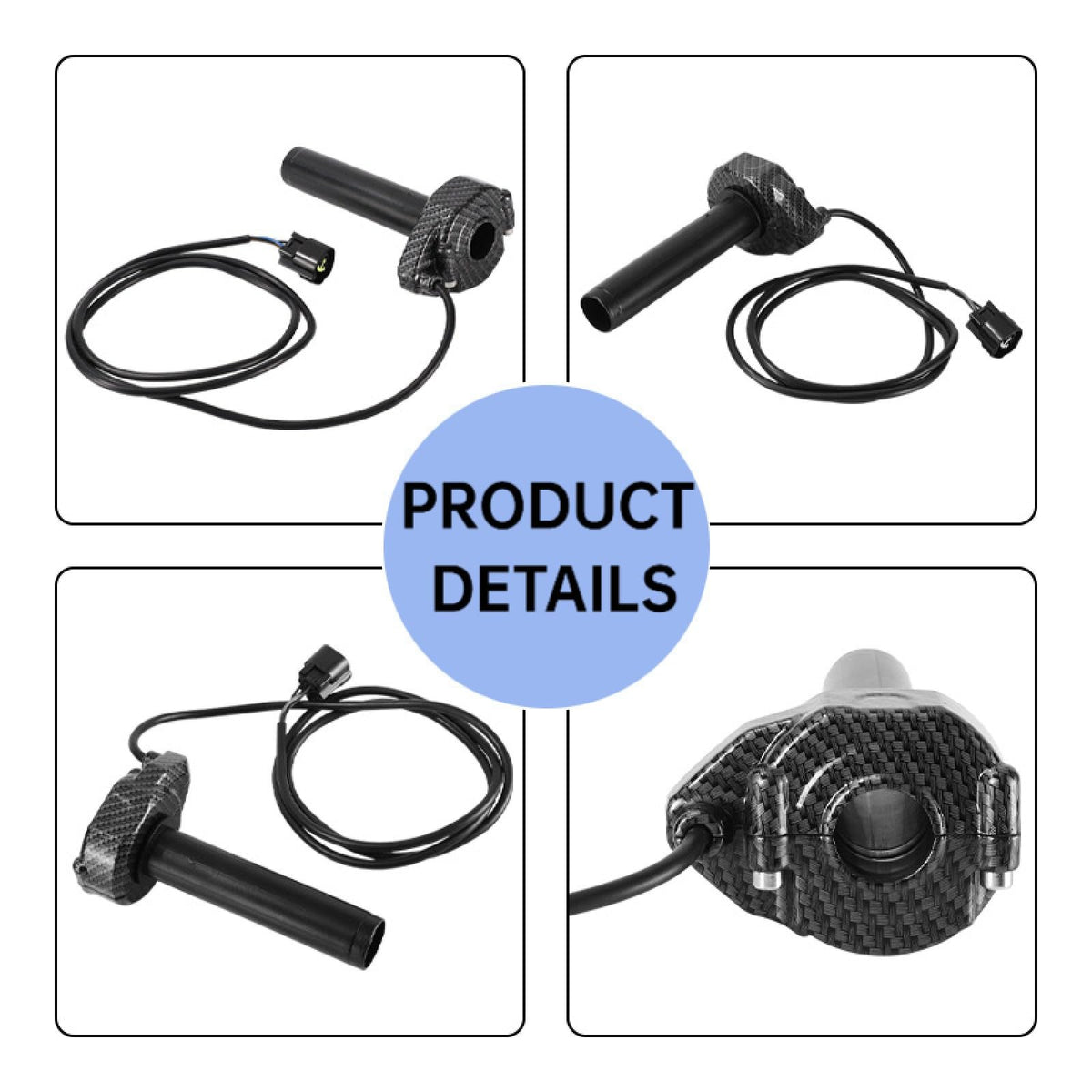 Electric Dirt Bike Twist Throttle Metal Housing Ribbed Grip 3 Pin Sealed Connector S12749