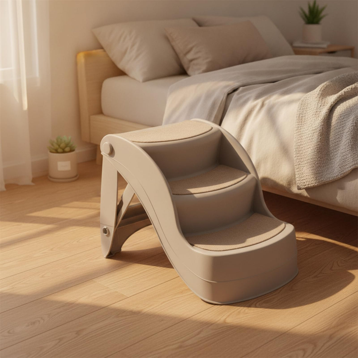 Three Step Pet Stairs with Non Slip Pads Lightweight PP Build A58631