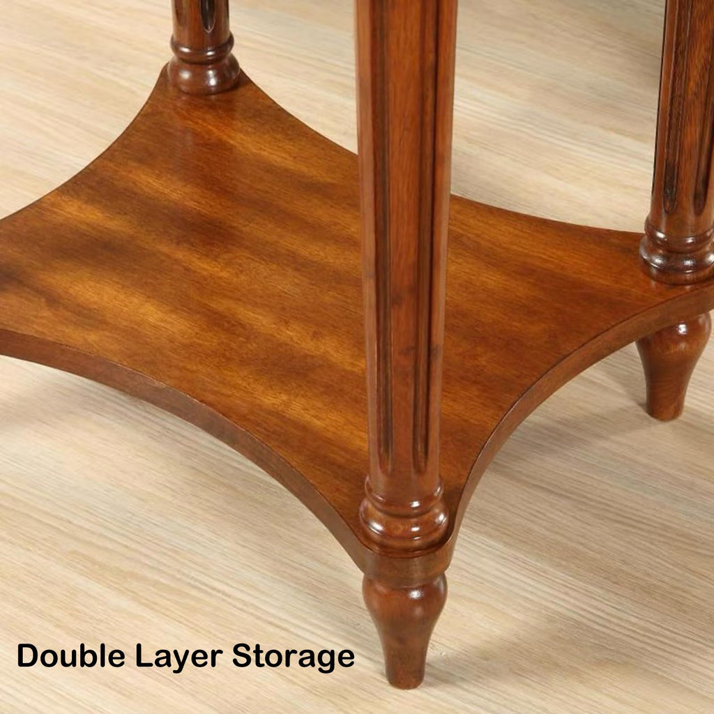 Oval Cherry Finish Wood End Table with Storage Shelf E9162