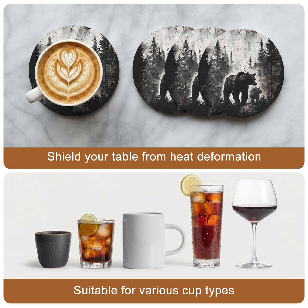 Black Bear Ceramic Coasters Set of 6 R287