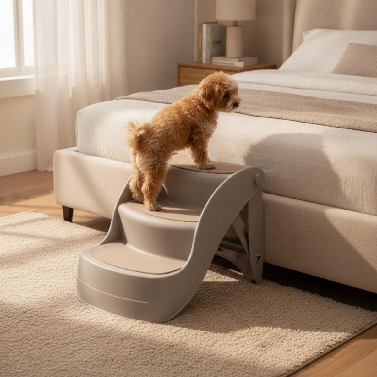 Three Step Pet Stairs with Non Slip Pads Lightweight PP Build A58631