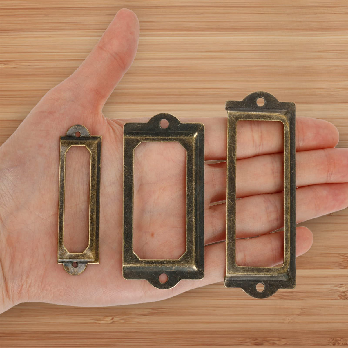 60 Pcs Metal Label Holders, 3 Sizes F752