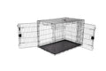 Portable Metal Wire Dog Crate, Double Door with Removable Tray, Black T856