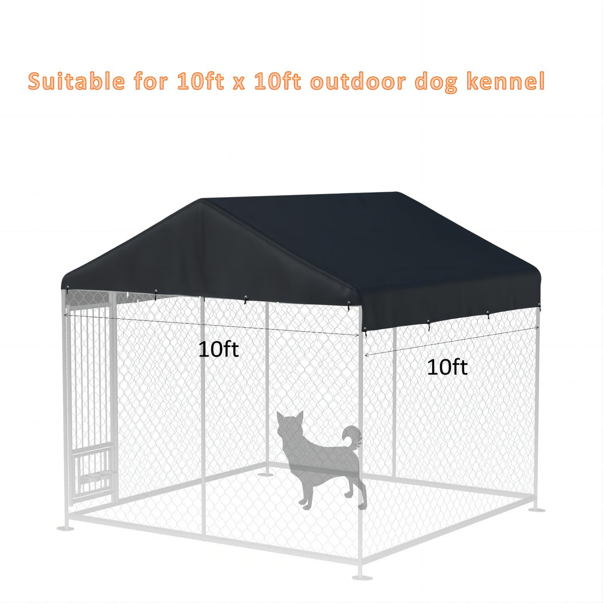 Black 10' x 10' Outdoor Dog Kennel Cover W590437