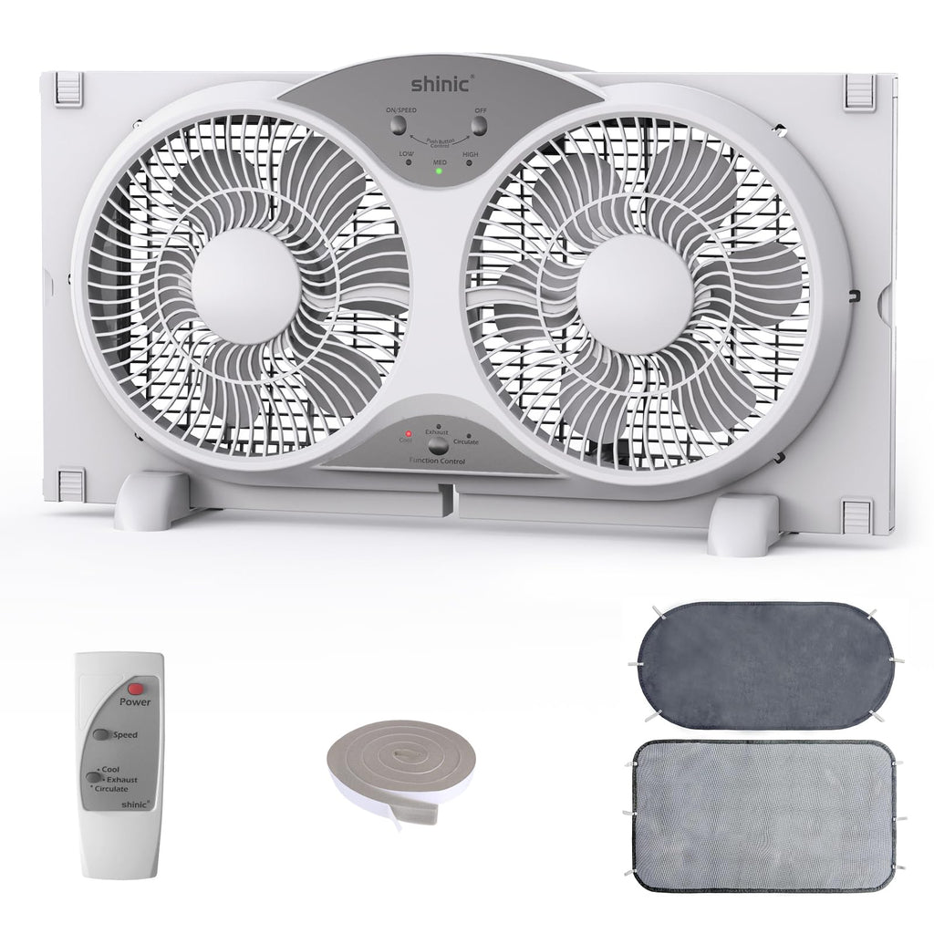 9" Twin Window Fan Reversible Airflow F59812
