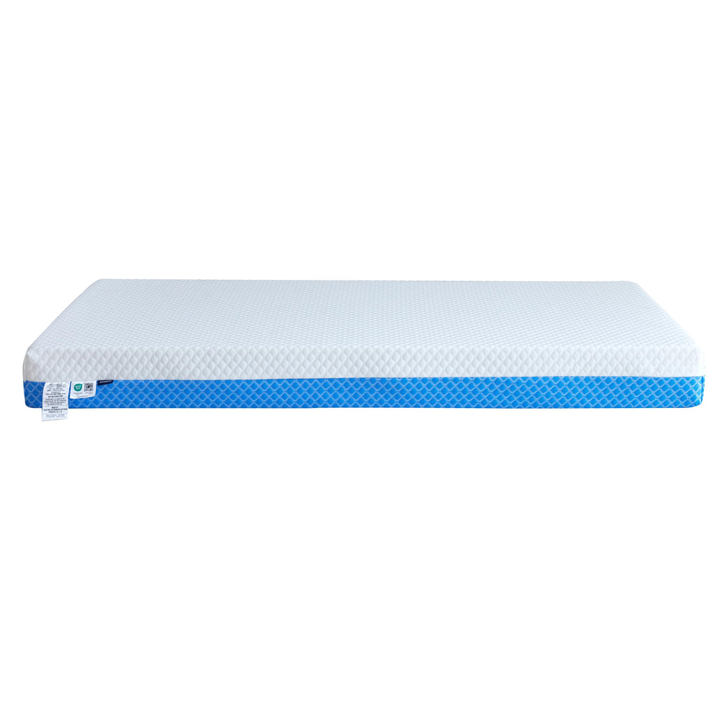 White Blue Gel Memory Foam Baby Crib Mattress 52 x 28 x 5 Inches S172468