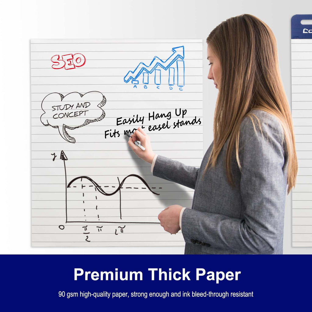 Lined Sticky Easel Pad, 25 x 30 In Flip Chart, 30 Sheets/Pad, 10 Pads O400