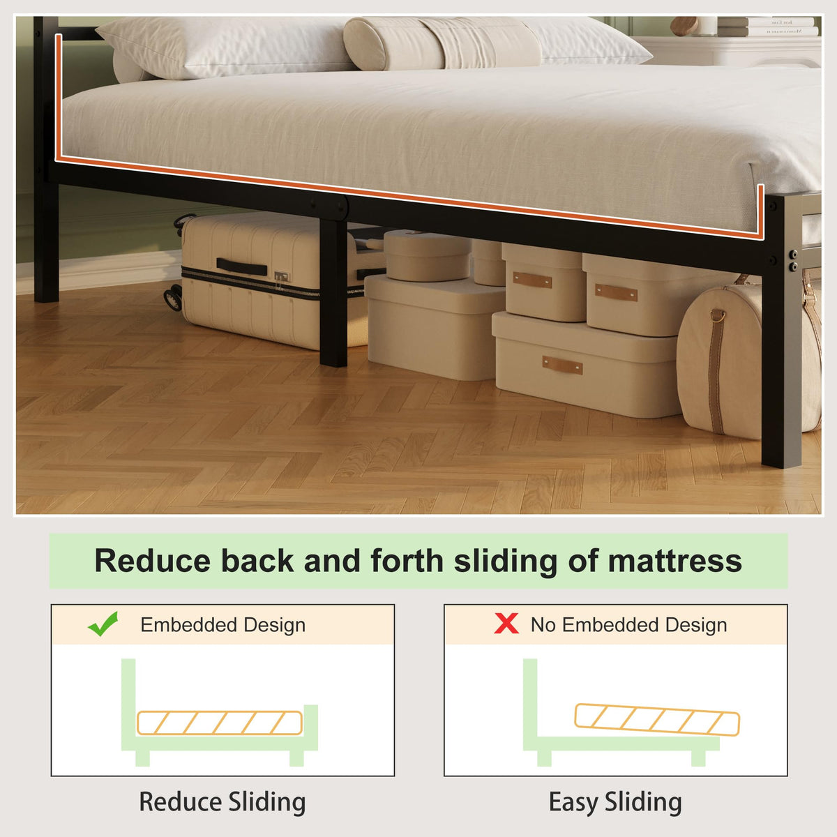 12 Inch Full Size Bed Frame with Headboard and Footboard Y994765