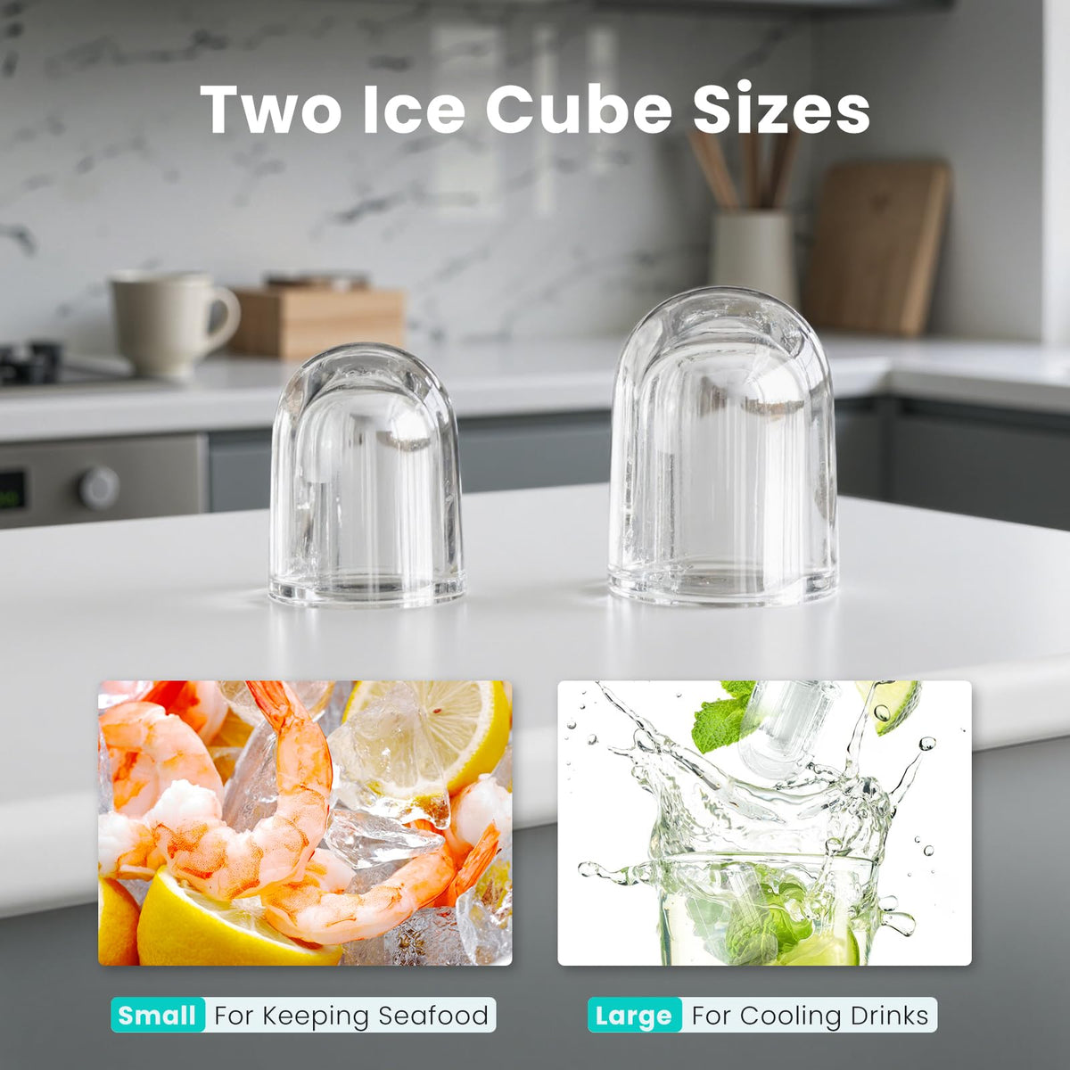Portable Countertop Ice Maker with Basket & Scoop, 2 Cube Sizes M128694