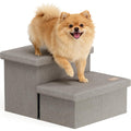 2-Step Wide Dog Stairs with Storage, Non-Slip Foldable Pet Steps, Grey M25049