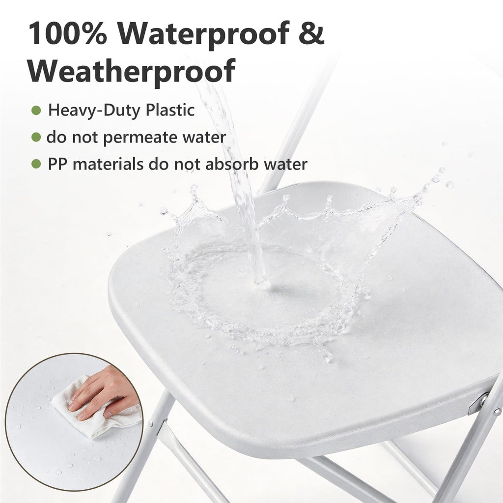 White 10 Pack Plastic Folding Chairs with Metal Frame D387317