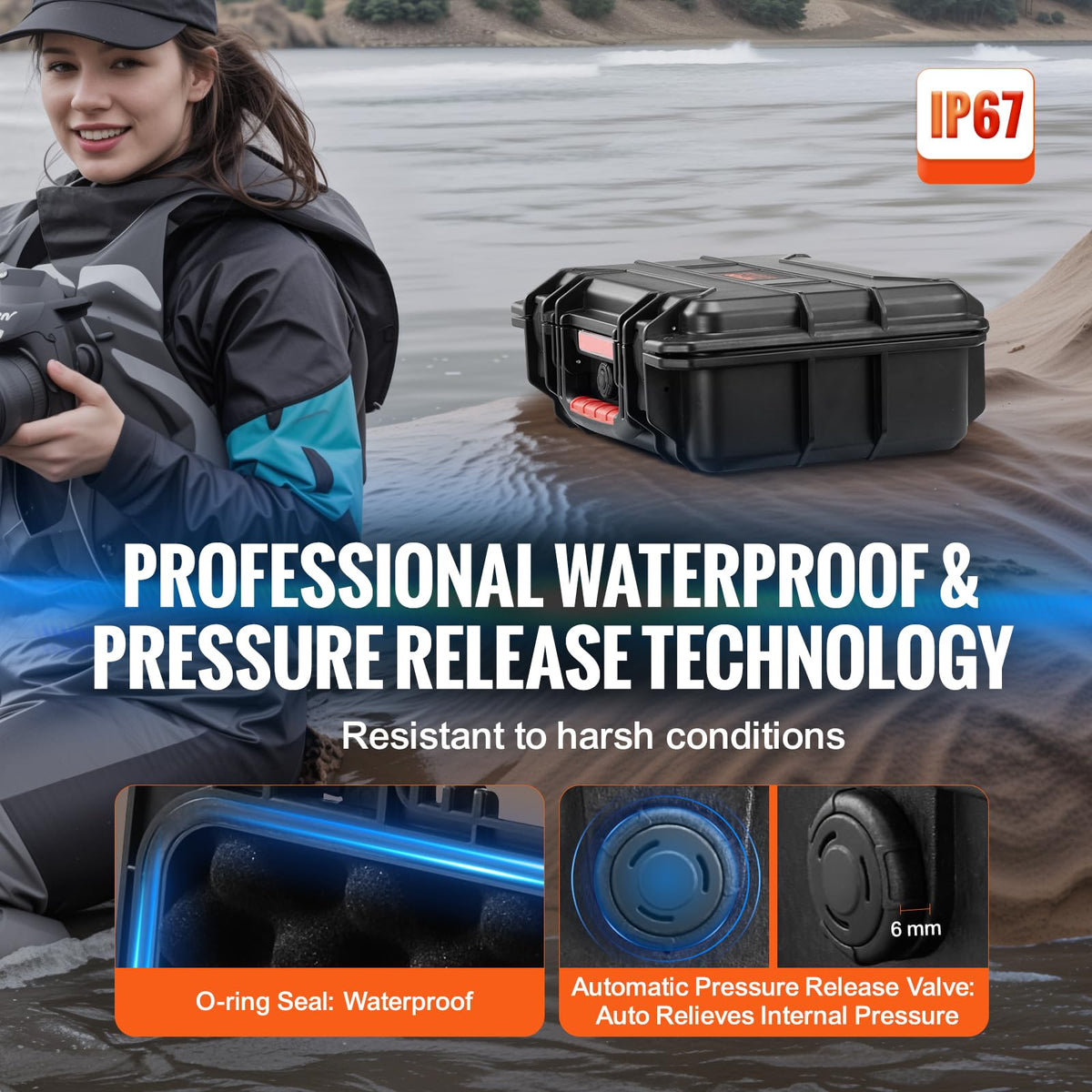 IP67 Waterproof Hard Case with Pre-cut Foam L774254
