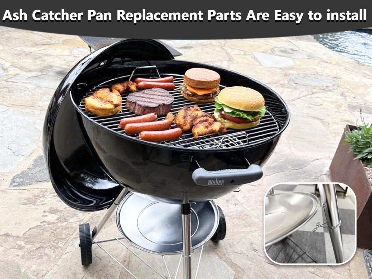 Silver Ash Catcher Pan for 22-inch Kettle Charcoal Grills B4217