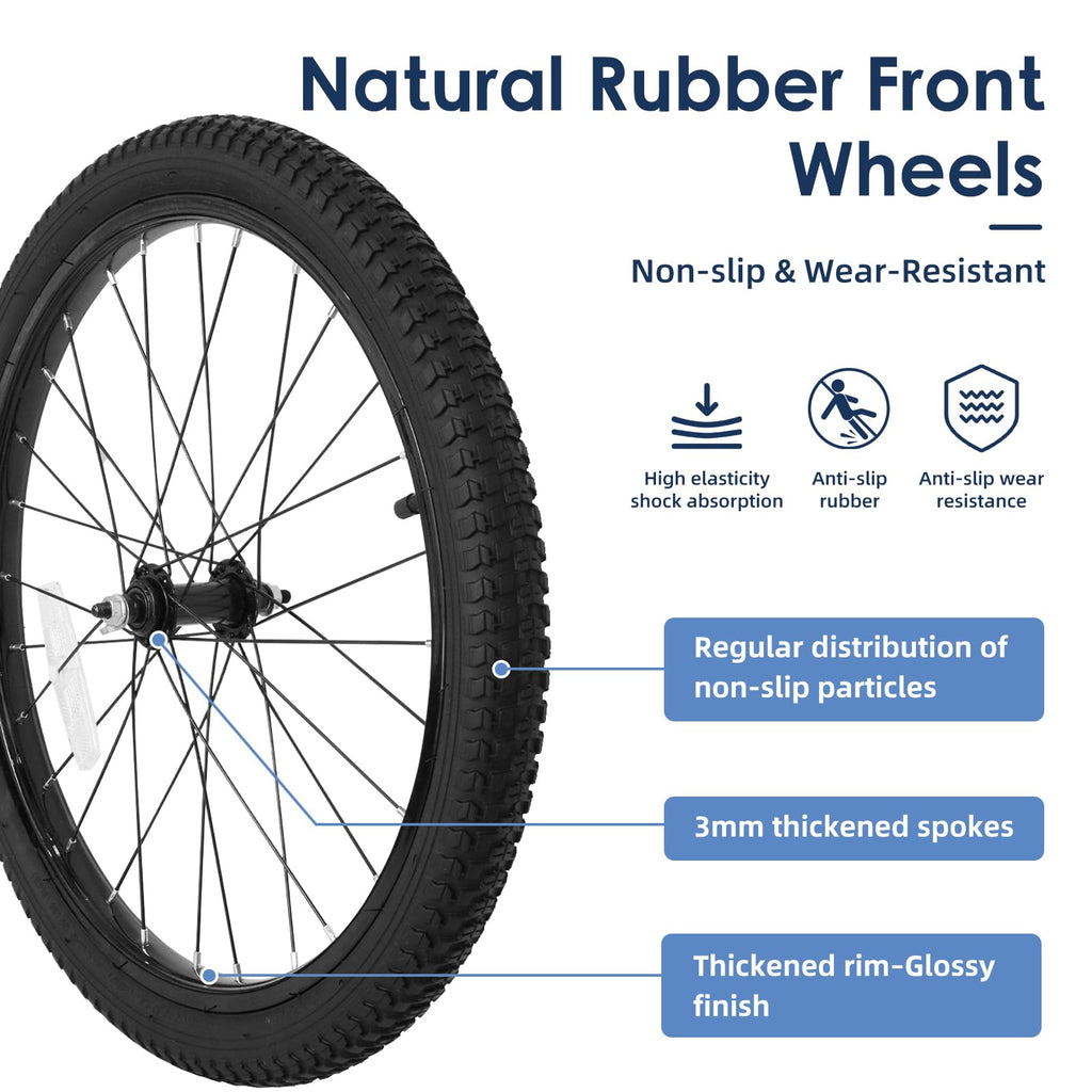 Kids Bike Front Wheels Replacement with Solid Air Rubber Tire and Inner Tube L84297