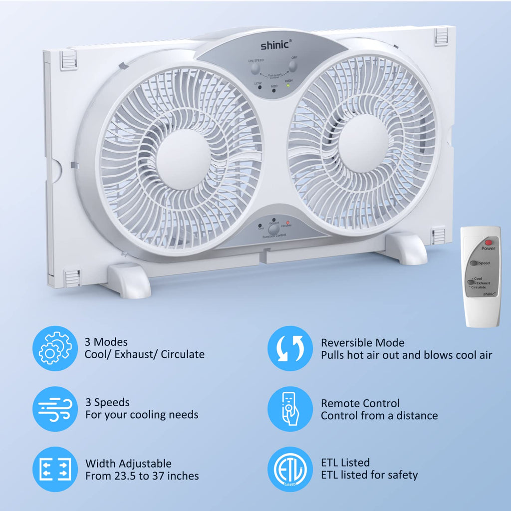 9" Twin Window Fan Reversible Airflow F59812