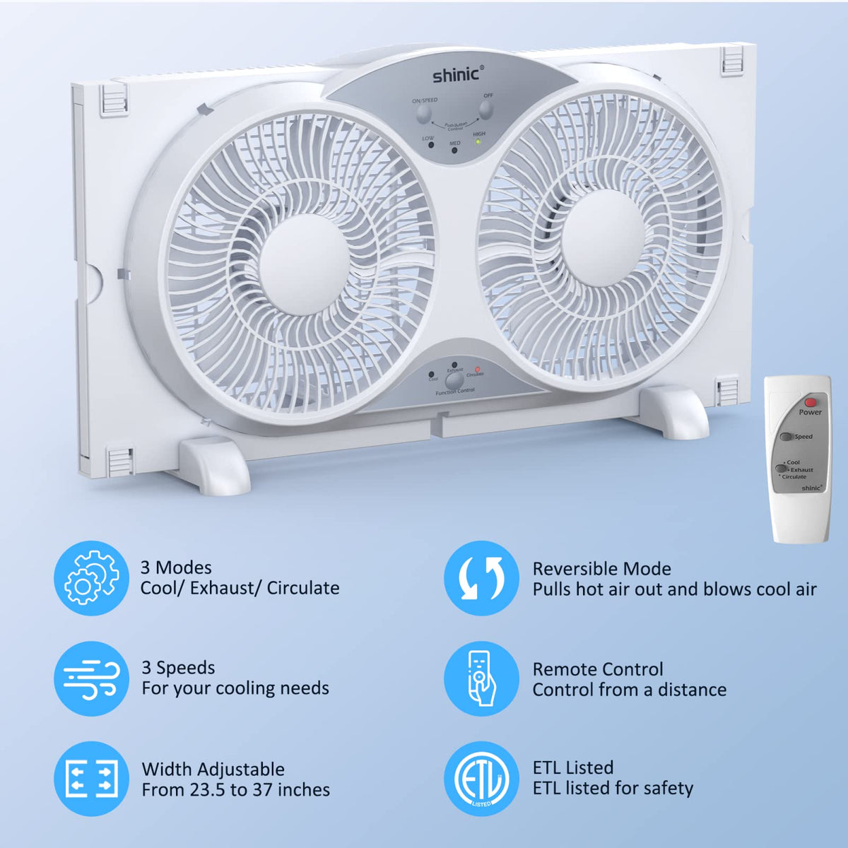 9" Twin Window Fan Reversible Airflow F59812