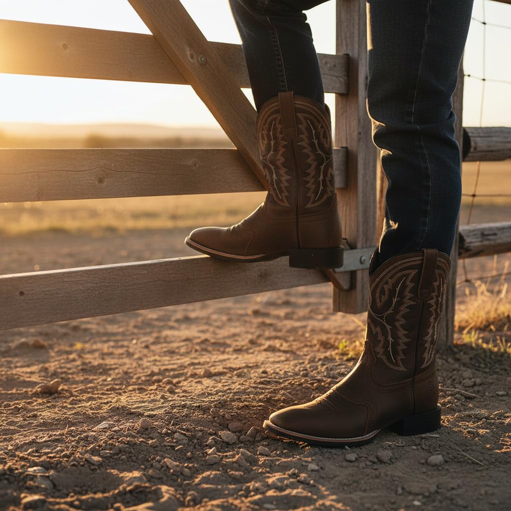 Western Cowboy Boots Square Toe with Embroidery Q738
