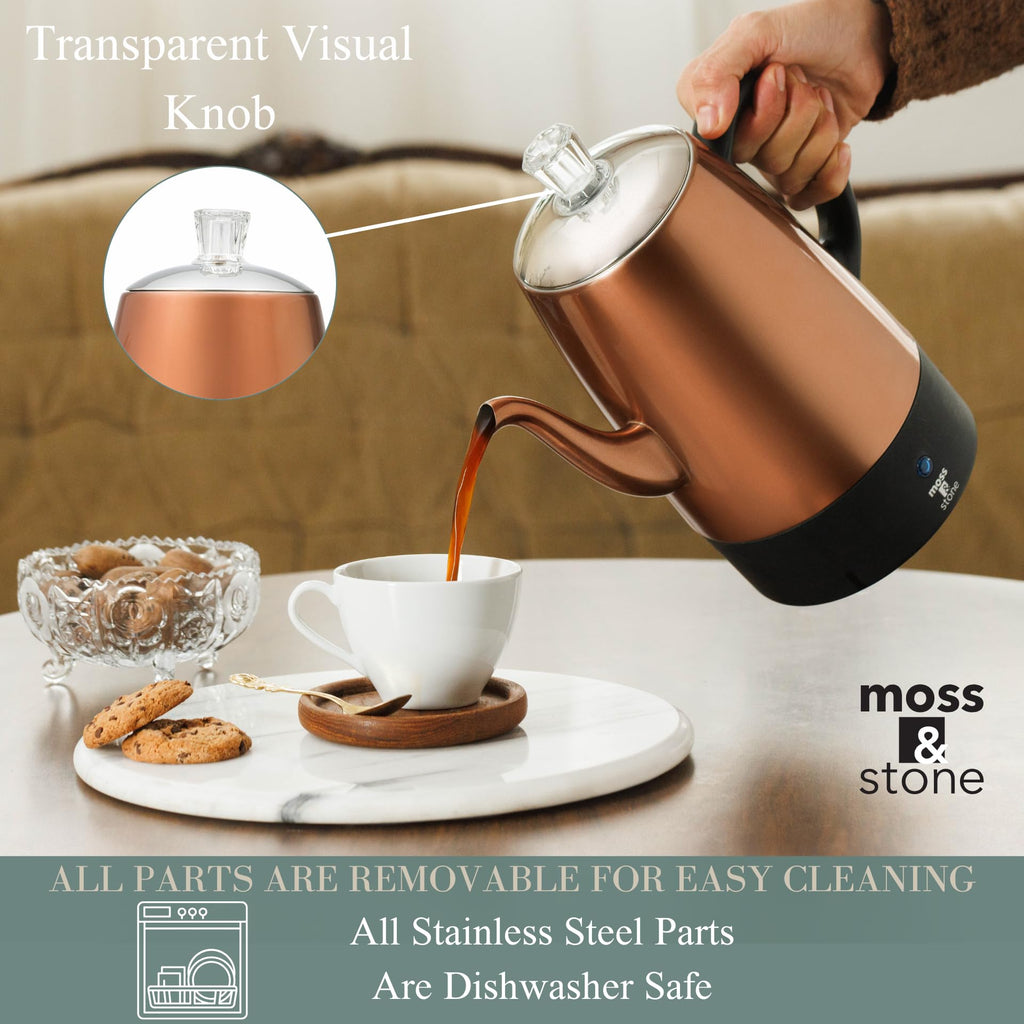 10 Cup Copper Electric Percolator Coffee Pot Z696
