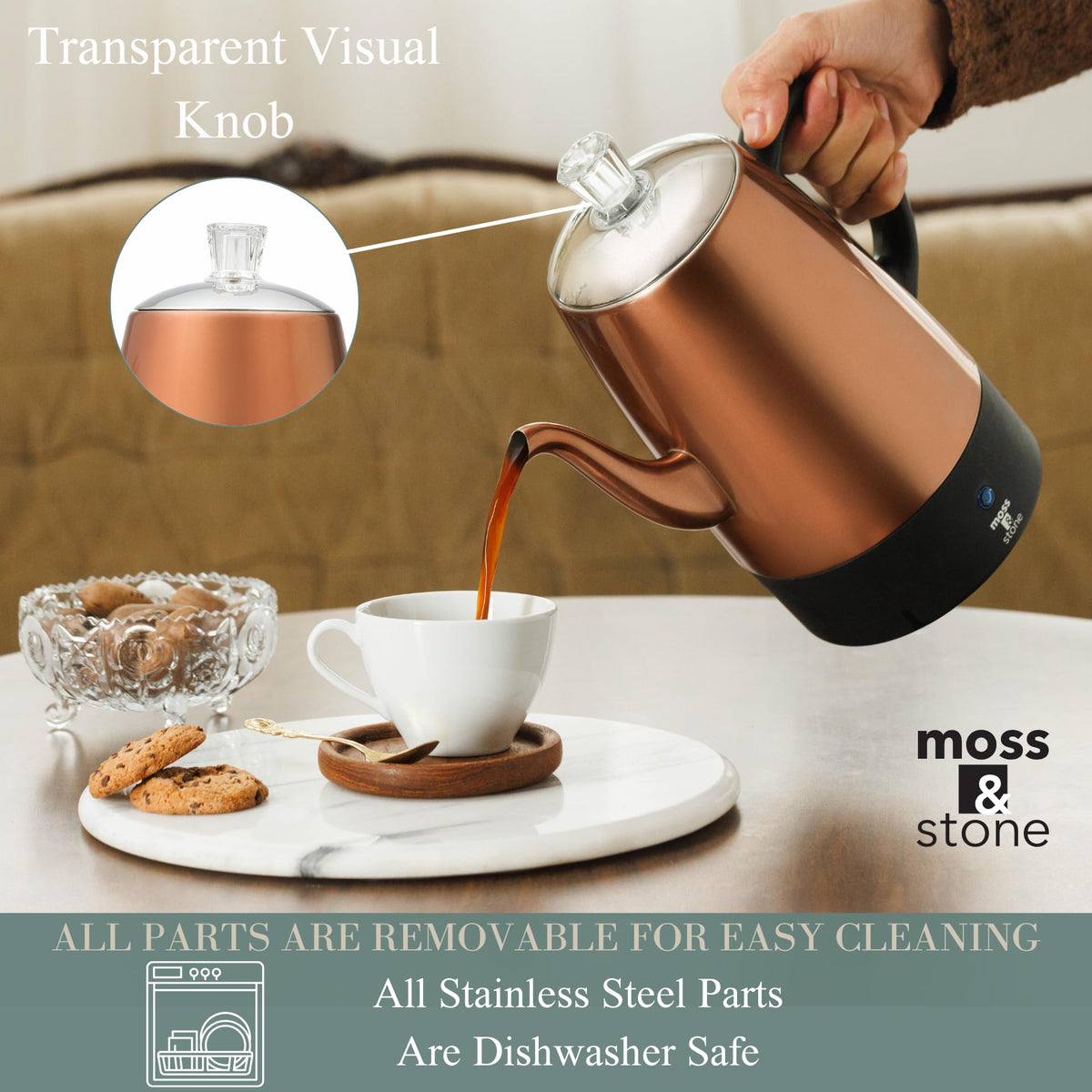 10 Cup Copper Electric Percolator Coffee Pot Z696