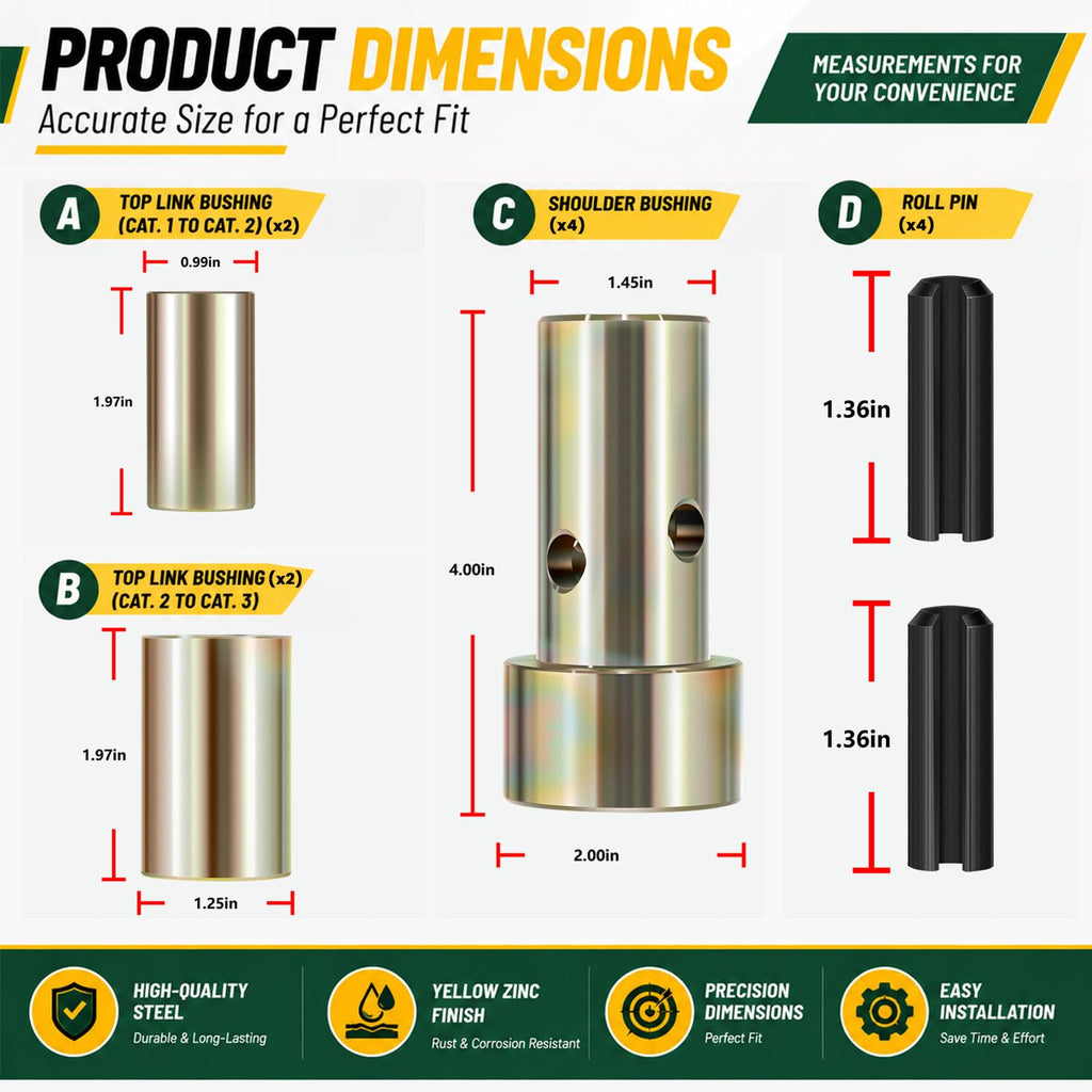 Quick Hitch Bushing Kit for Category 1 3-Point Hitch Tractors P783019