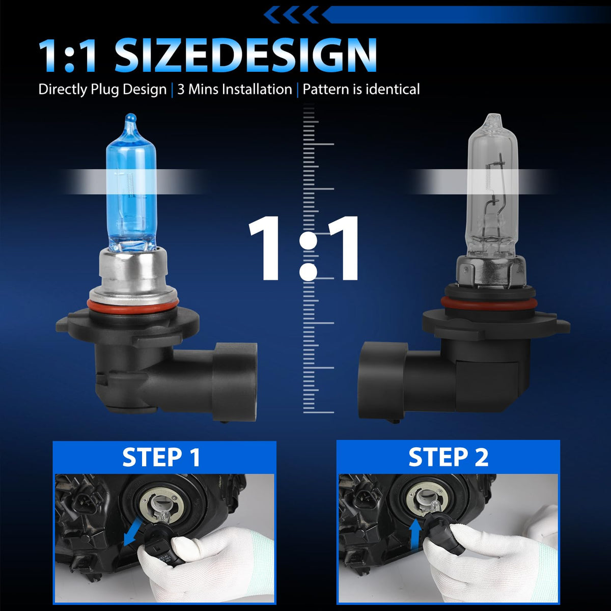 Halogen Headlight Bulbs 9005 High Beam 9006 Low Beam Pack of 4 X187114
