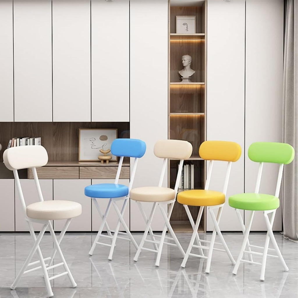 Black Cushioned Folding Stool with Backrest J723