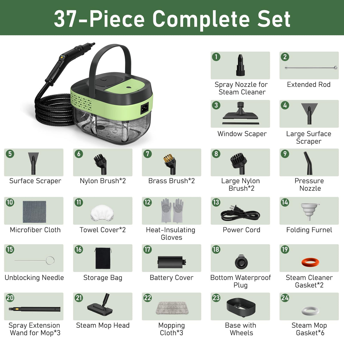 2500W Steam Mop Cleaner with 37 Accessories O7847