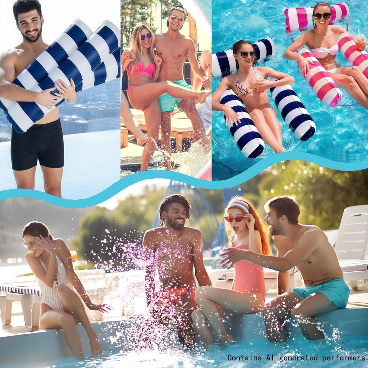 2 Pack Inflatable Pool Floats Chair Bed Hammock L191