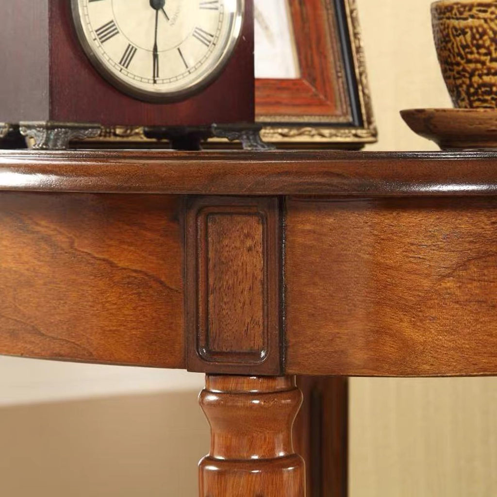 Oval Cherry Finish Wood End Table with Storage Shelf E9162