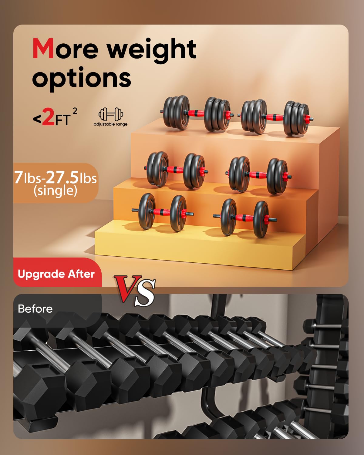 Adjustable Dumbbell Set 4 in 1 Free Weights H996241