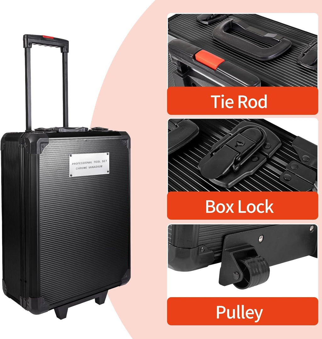 799pcs Aluminum Trolley Case Tool Set Silver J673