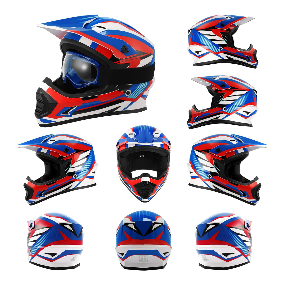 Youth Kids DOT Approved Full Face Motocross Helmet Y9524